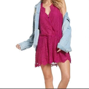 New Free People Bright Orchid Lace Slip Dress S